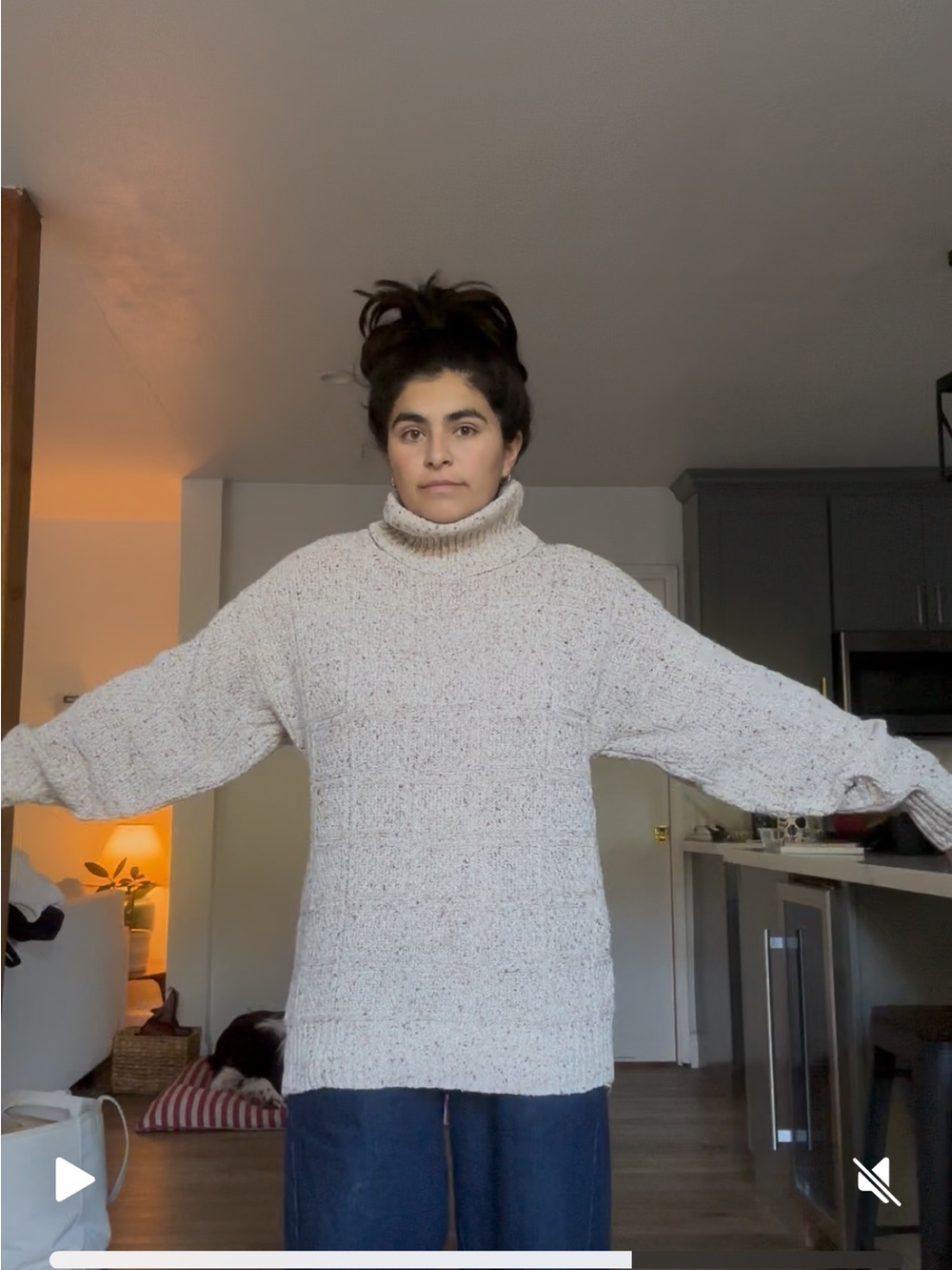 Cozy Knit Cowl Neck Sweater in Beige-Cream - Picture 5 of 5
